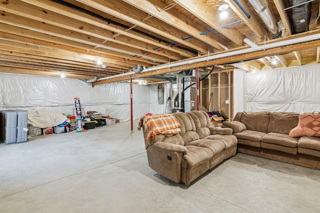 view of unfinished basement