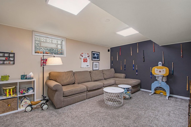 living room featuring baseboards and carpet flooring