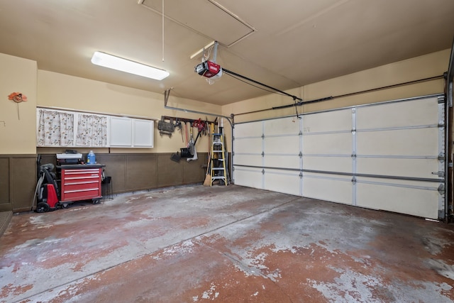 garage with a garage door opener