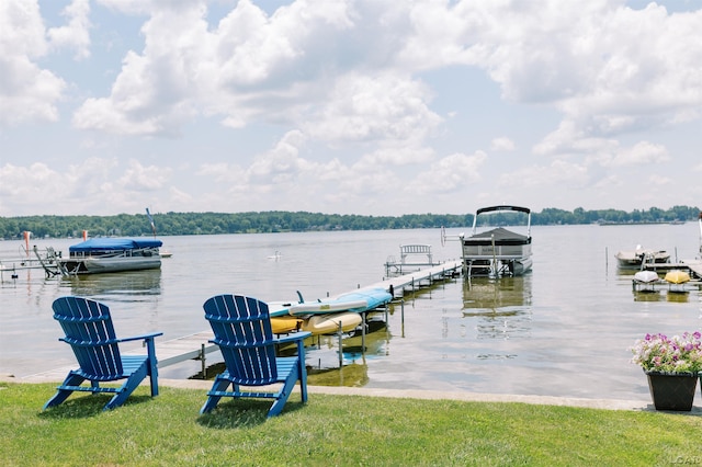 dock area featuring a water view