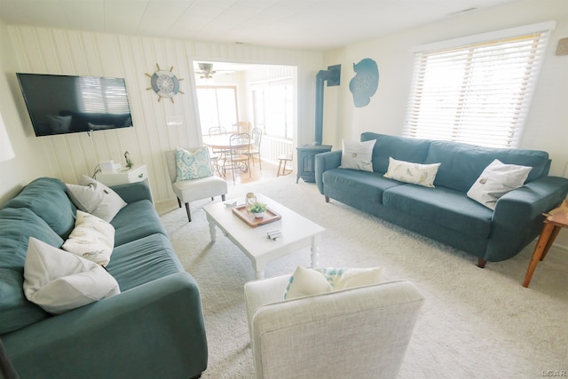 view of carpeted living area