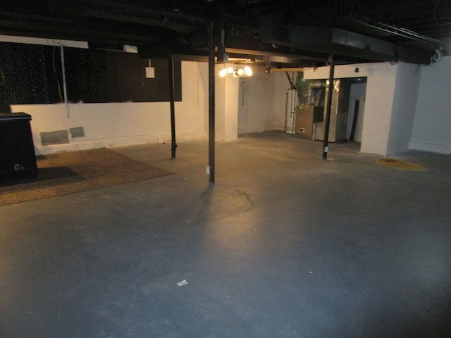 view of unfinished basement