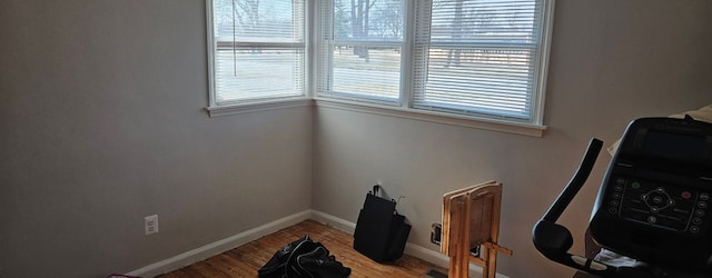 interior details featuring baseboards and wood finished floors