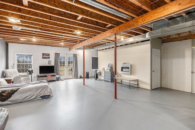 basement featuring heating unit