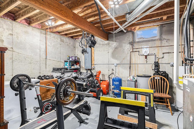 exercise room with electric panel