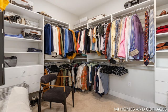 walk in closet featuring carpet