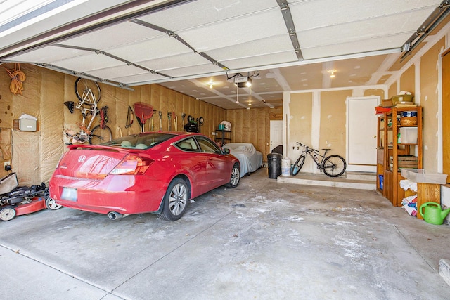 garage with a garage door opener