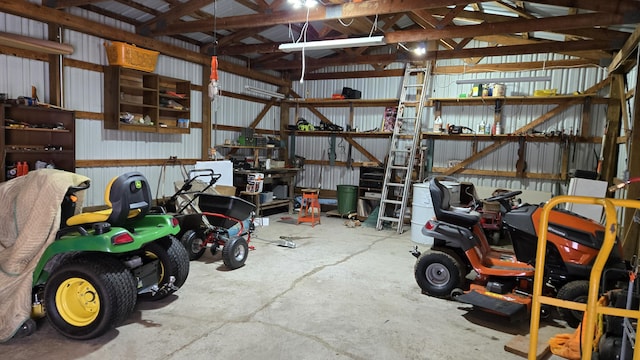 garage featuring metal wall