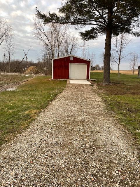 exterior space featuring dirt driveway