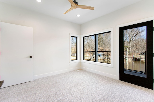 1 N Bailey Ave # 1, South Haven, MI 49090 - empty room with carpet, recessed lighting, baseboards, and ceiling fan