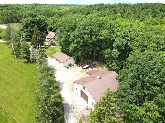 aerial view with a forest view