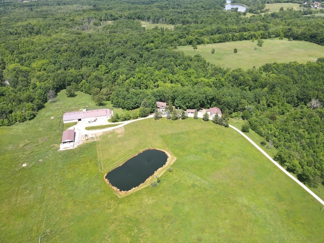 bird's eye view with a view of trees