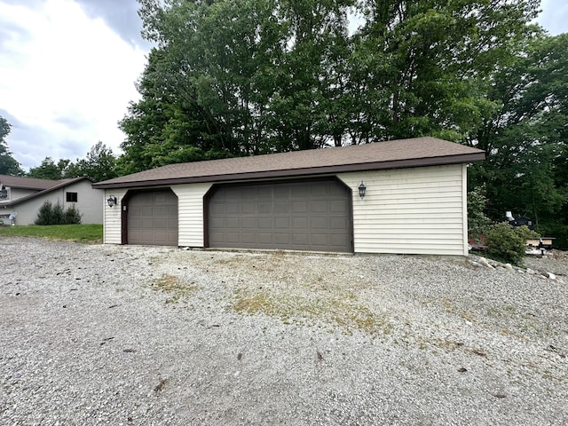 view of detached garage