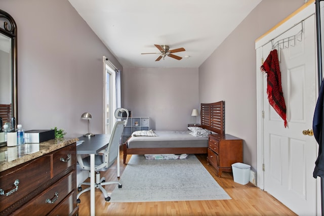 bedroom with light wood-style flooring