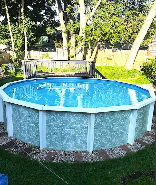 view of pool featuring a fenced in pool and a fenced backyard