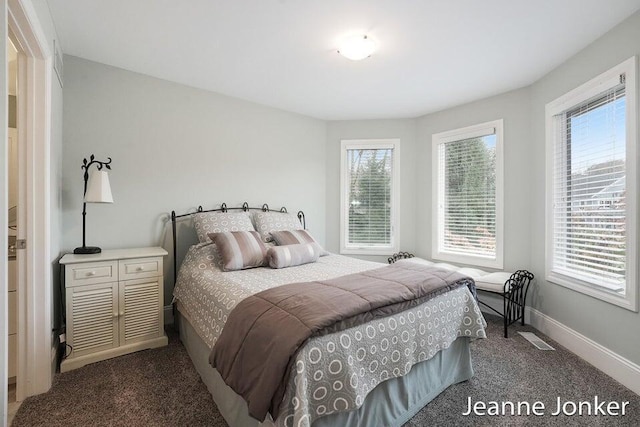 bedroom with baseboards and carpet flooring