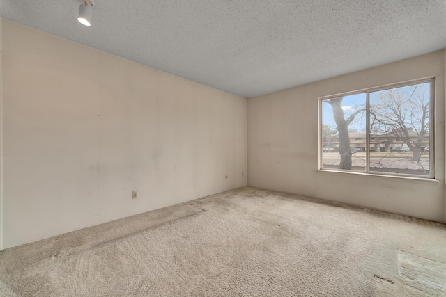 carpeted spare room featuring a textured ceiling