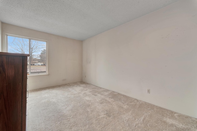 spare room featuring a textured ceiling and carpet