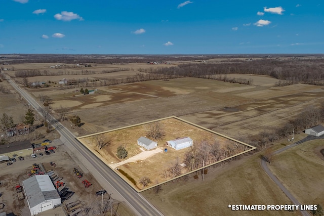 bird's eye view featuring a rural view