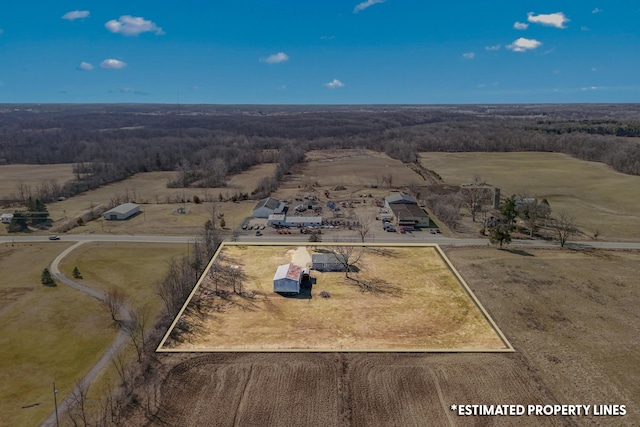 aerial view with a rural view