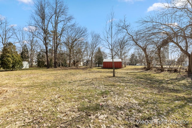 view of yard featuring an outbuilding