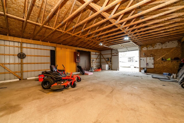 garage featuring metal wall