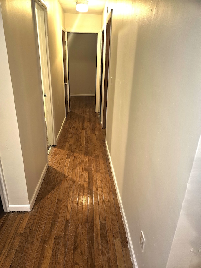 hallway featuring baseboards and wood finished floors