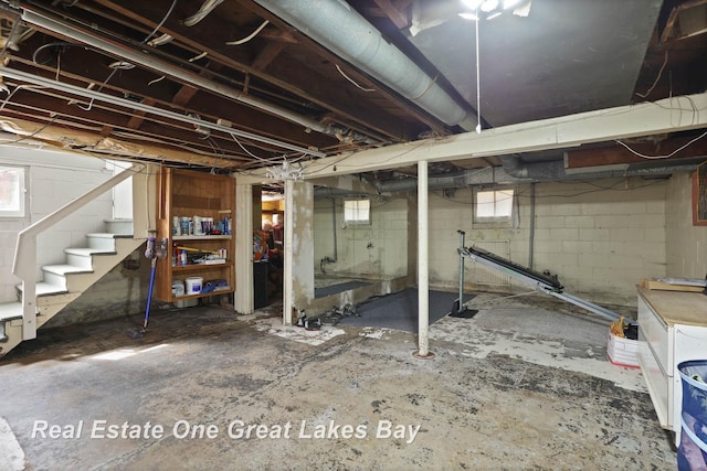 basement with stairs