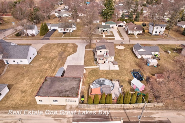 bird's eye view featuring a residential view