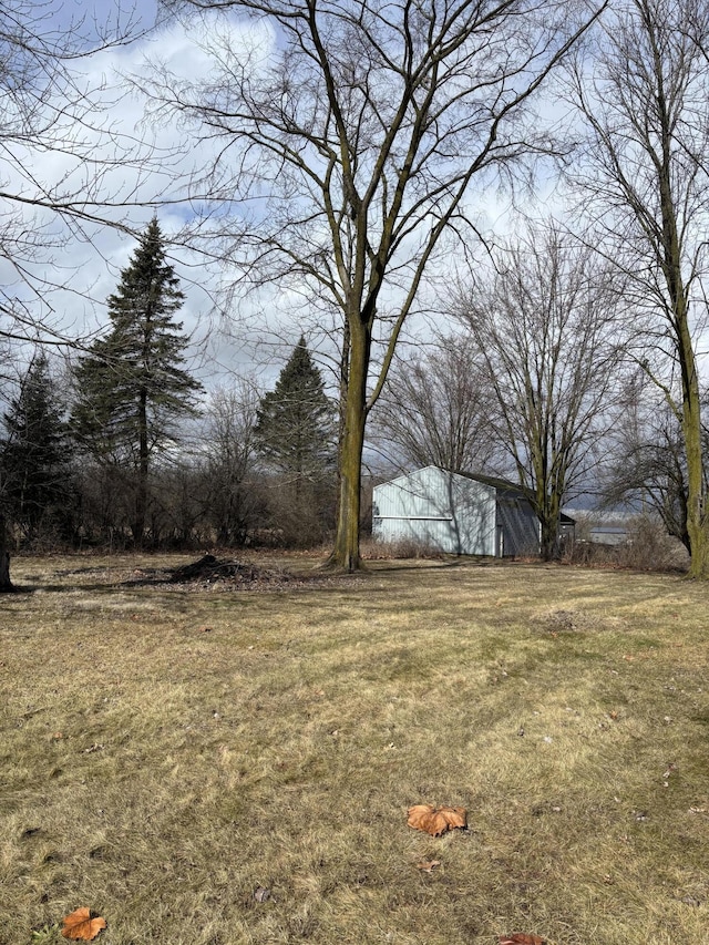 view of yard featuring an outbuilding