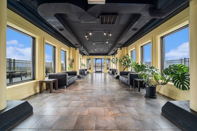 community lobby with visible vents