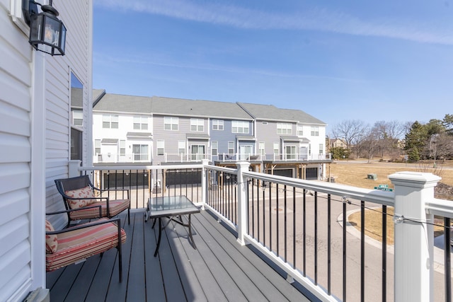 deck with a residential view