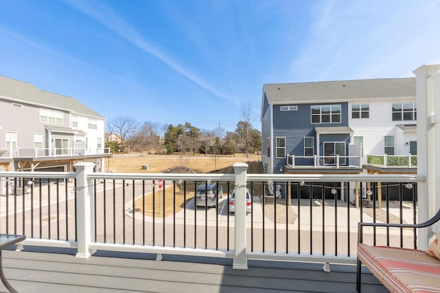 deck with a residential view