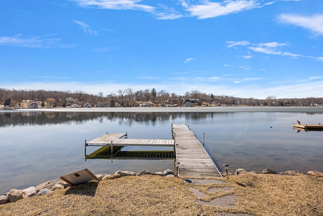 dock area featuring a water view