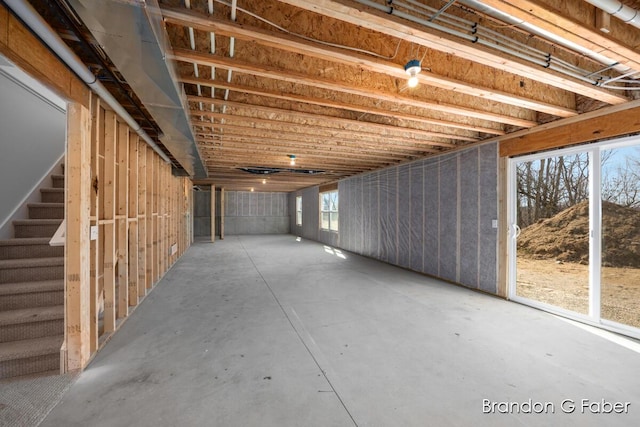 basement featuring stairway