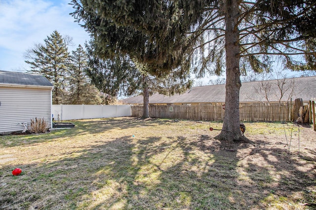 view of yard featuring a fenced backyard