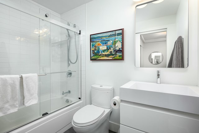 full bath featuring enclosed tub / shower combo and toilet