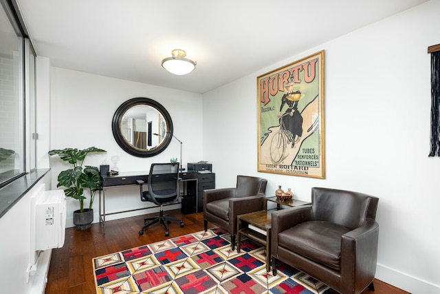 office area with wood finished floors