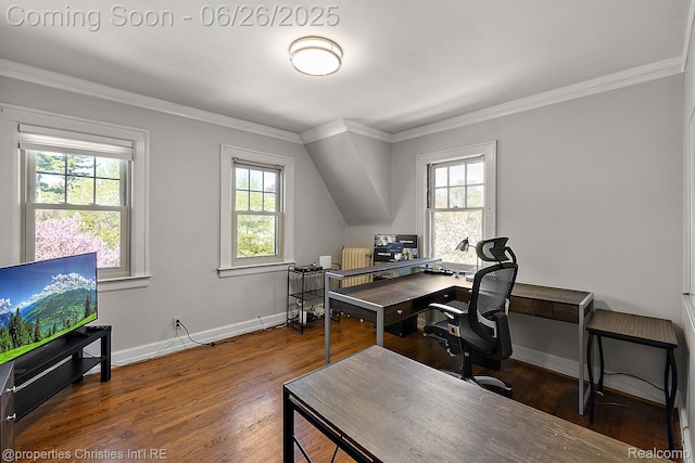 19344 Strathcona Dr, Detroit, MI 48203 - office area with plenty of natural light, wood finished floors, and ornamental molding