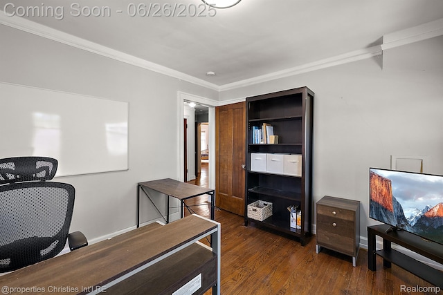 19344 Strathcona Dr, Detroit, MI 48203 - office space with dark wood-style flooring and crown molding