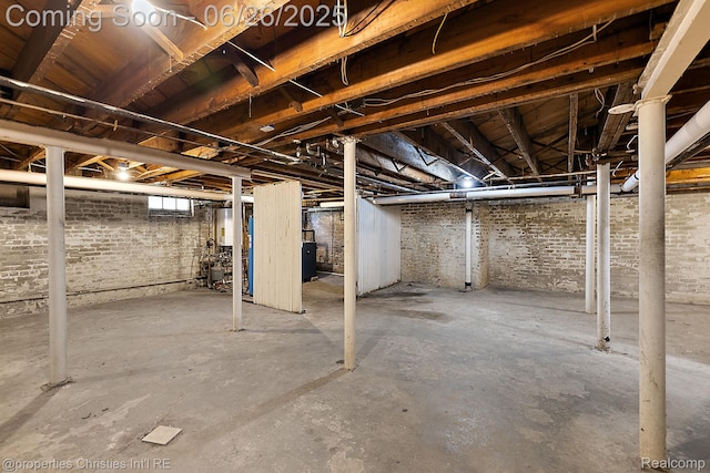 19344 Strathcona Dr, Detroit, MI 48203 - below grade area with brick wall