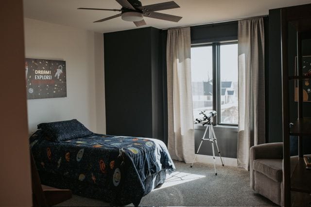 72460 Henry D Dr, Romeo, MI 48065 - bedroom with ceiling fan and carpet