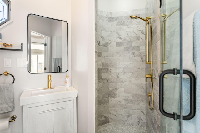 2060 S Algonquin Dr, Benton Harbor, MI 49022 - full bath featuring vanity, a shower stall, and plenty of natural light