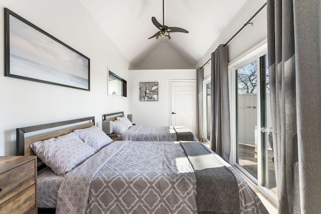 2060 S Algonquin Dr, Benton Harbor, MI 49022 - bedroom with vaulted ceiling and ceiling fan