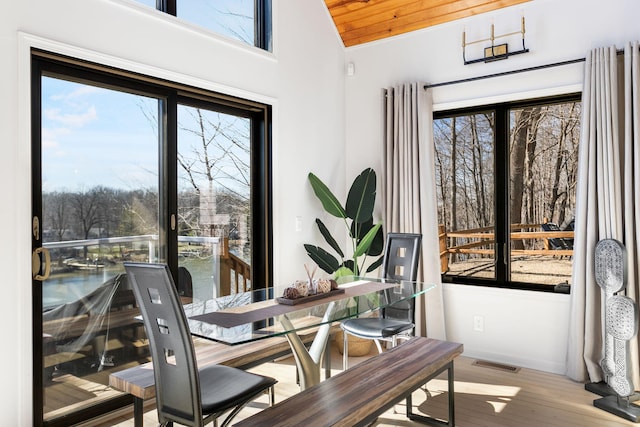 2060 S Algonquin Dr, Benton Harbor, MI 49022 - dining area featuring wood finished floors and lofted ceiling