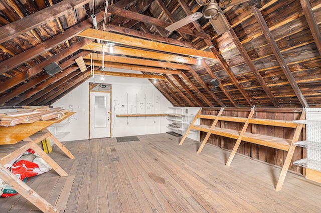 view of unfinished attic