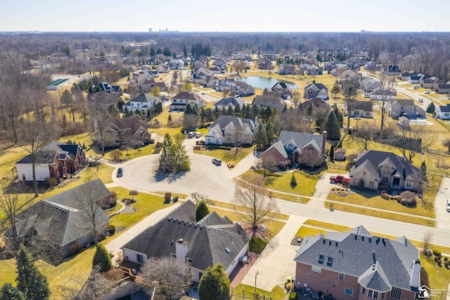 drone / aerial view with a residential view