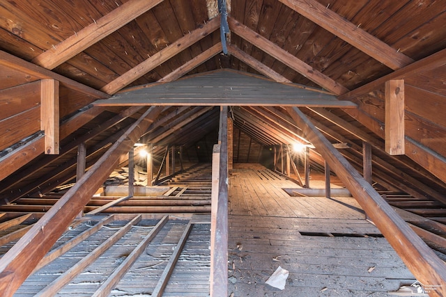 view of unfinished attic