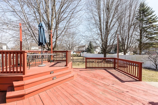 deck featuring fence