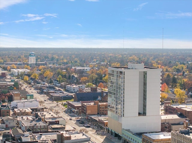 bird's eye view with a view of city